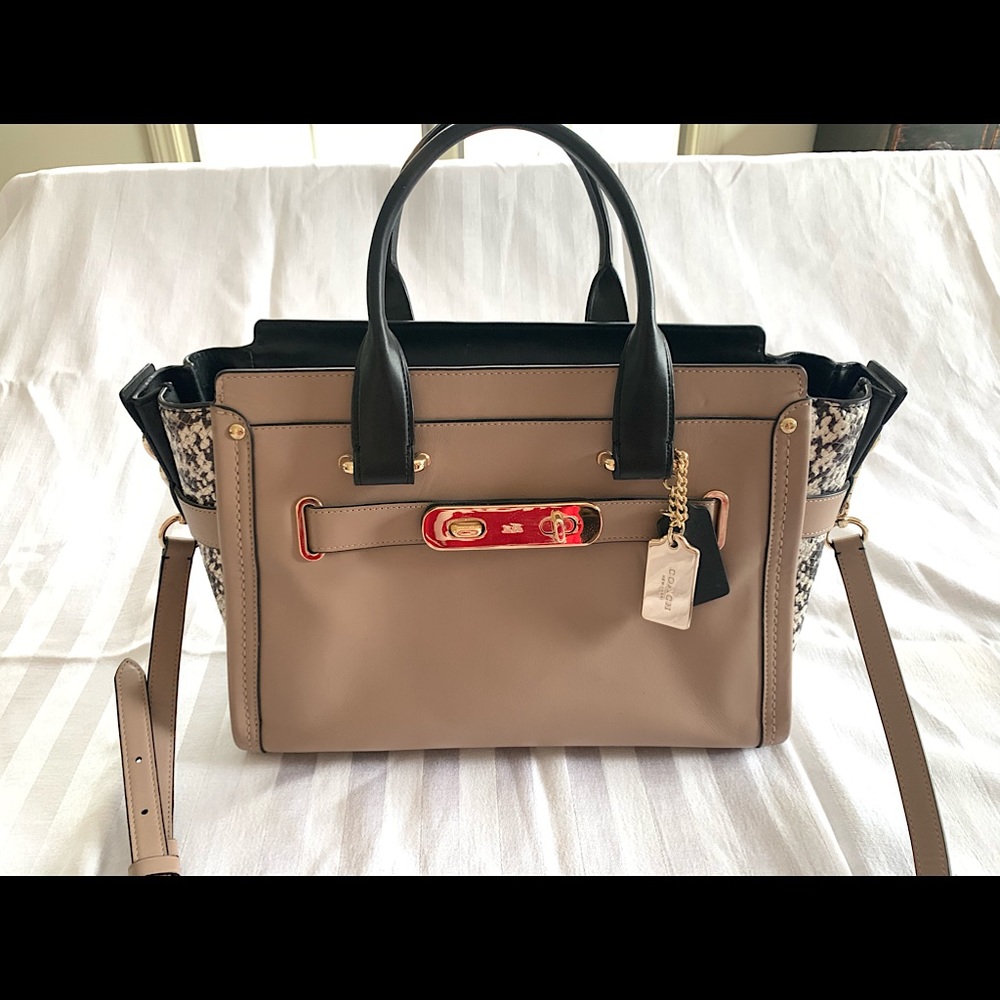 Beige and Black Coach Purse